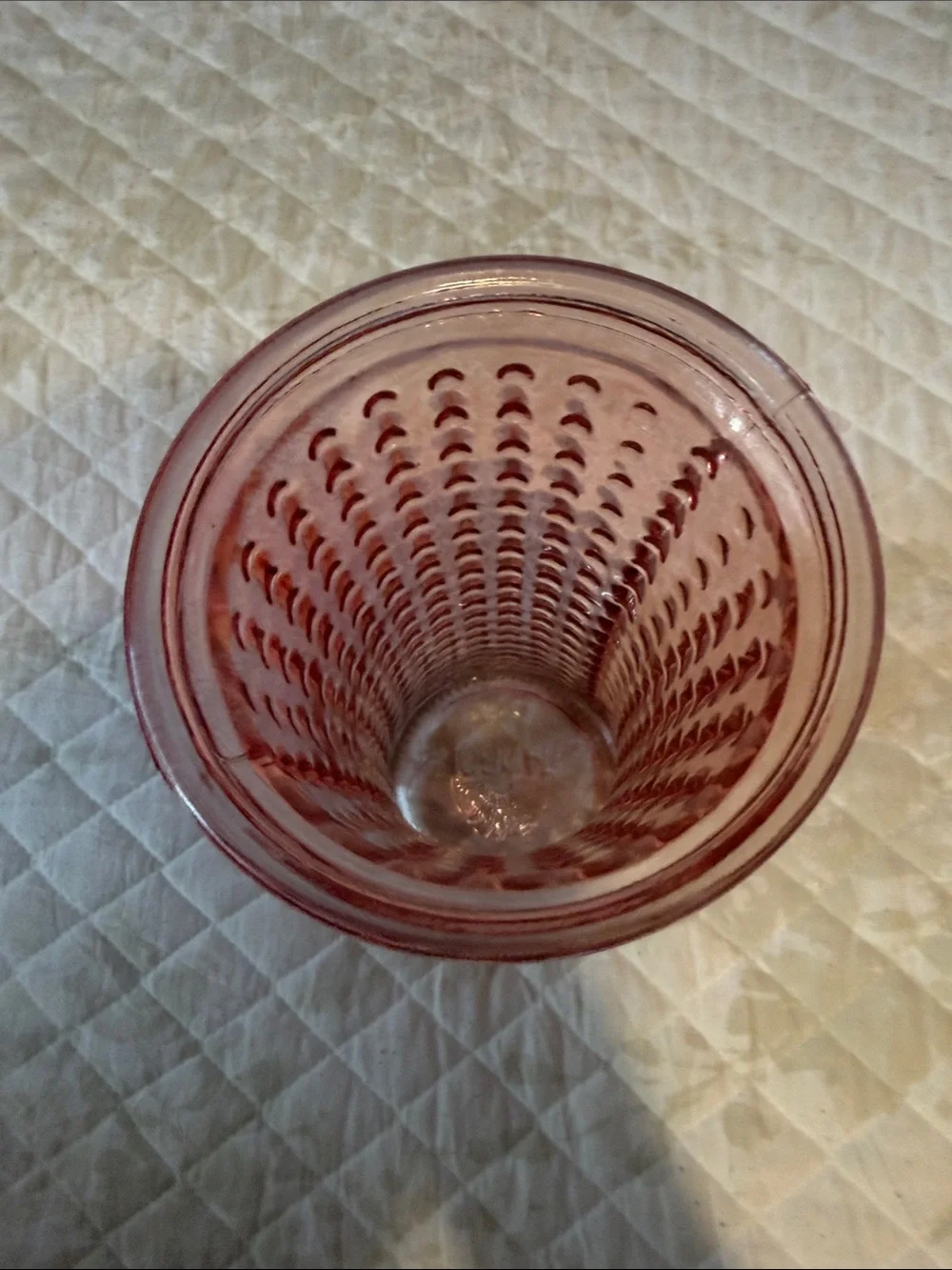 Hobnail Textured Glass Vase in Dusty Rose